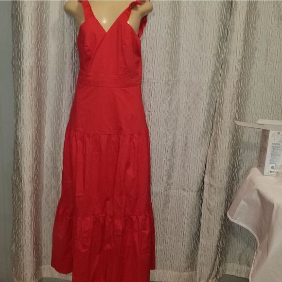 Maggy London Women's Ruffle V-Neck Halter Tiered Maxi Vacation Resort Event 6 - Picture 10 of 15